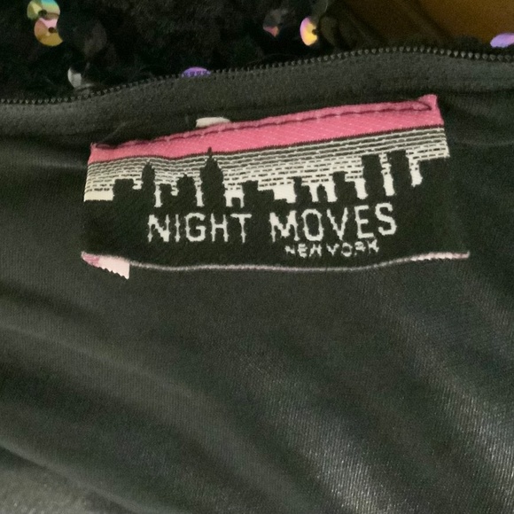 VINTAGE 90s NIGHT MOVES NEW YORK PARTY DRESS STRAPLESS PURPLE & BLACK SEQUINED - Picture 8 of 8